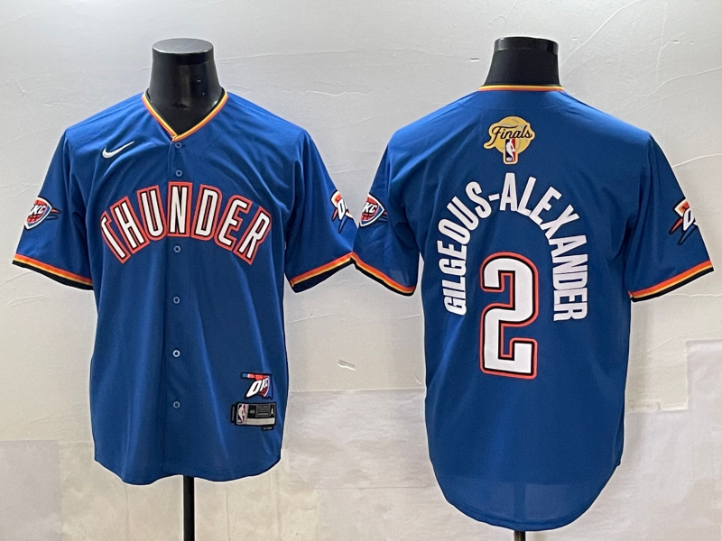 Men 2025 Oklahoma City Thunder #2 Gilgeous Alexander Blue Nike Joint Name NBA Jersey
